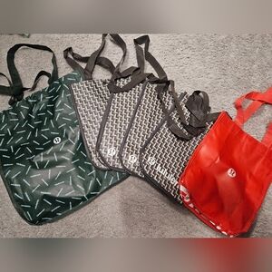 lululemon athletica Black, Red, and Green Shopping Totes